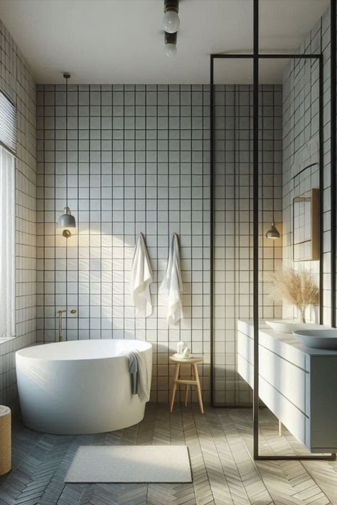 Give the classic subway tile a modern update with this oversized vertical layout. Elongate your space with style. #OversizedTiles #VerticalTiles Vertical Tiles In Bathroom, Tiles Ideas, Subway Tiles, Bathroom Tiles, Subway Tile, Tile Bathroom, Tile, Layout, Vogue