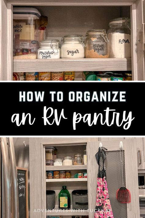 How To Organize An RV Pantry Rv Pantry Organization, Rv Pantry, Camper Kitchen, Camper Life, How To Organize, Storage Hacks, Organization Tips, Rv Living, Pantry Organization