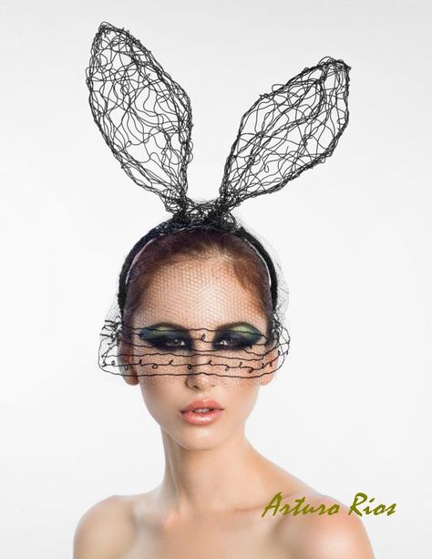 Wire Bunny, Rabbit Makeup, Makeup Portrait, Fairy Tale Costumes, Rabbit Costume, Bunny Mask, Easter Fashion, Couture Hats, Mask Masquerade