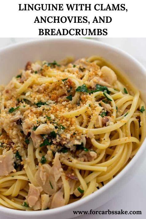 If you like pasta with clams, you’ll love this linguine with clams, anchovies, and breadcrumbs that shows shellfish a thing or two with its powerhouse flavor. Clam Pasta Recipe Linguine, Linguini And Clams Recipe, Pasta Recipes Linguine, Clam Pasta Recipe, Vegetarian Seafood, Pasta With Clams, Seafood Pasta Bake, Linguine With Clams, Rice Soups