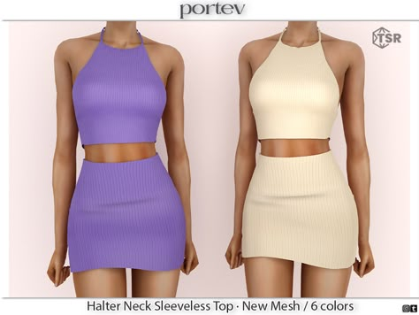 The Sims Resource - Halter Neck Sleeveless Top The Sims 4 Female Clothing, Ts4 Clothes, Cozy Gamer, The Sims 4 Custom Content, Cc Sims4, High Waist Short, Sims 4 Collections, Sims 4 Mods Clothes