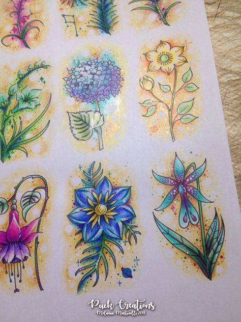 Flower Coloring Pages Finished, Joanna Basford Coloring World Of Flowers, Johanna Basford World Of Flowers Finished Pages, World Of Flowers Coloring Book Finished, World Of Flowers Johanna Basford Finished, Prismacolor Flowers, Floral Wreath Drawing, Magical Jungle Johanna Basford, Underwater Flowers