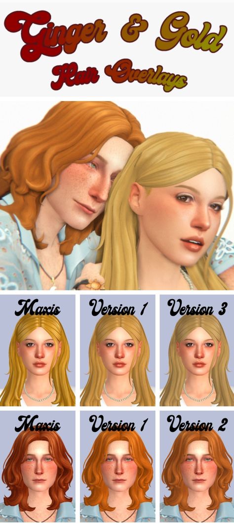 Sims 4 Ginger Hair, Blonde Alternative, Two Blondes, Lighter Hair, Sims 4 Cas, Dirty Blonde, Golden Blonde, Gold Hair, Ginger Hair