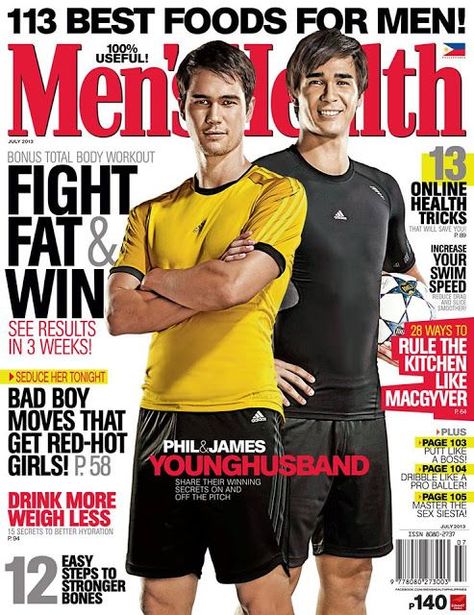 Men's Health Magazine [Philippines] (July 2013) Phil Younghusband, James Younghusband Phil Younghusband, Mens Magazine, Men's Health Magazine, Mens Health Magazine, Man Food, Men's Health, Health Magazine, Total Body Workout, Mens Health