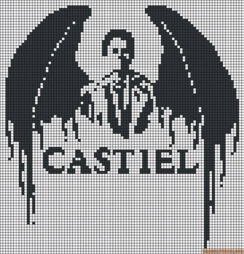 Supernatural Cross Stitch, Supernatural Logo, Supernatural Crafts, Sam Dean, Odaiba, Anime Pixel Art, Beaded Cross Stitch, Pixel Pattern, Cross Stitch Funny