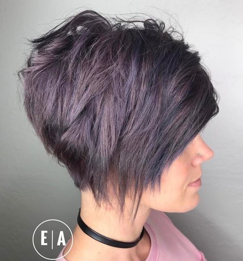 Razored Pixie Bob Razor Cut Hair, Purple Bob, Short Textured Hair, Hairstyles Pixie, Brunette Pixie, Short Shag Haircuts, Short Shag Hairstyles, Shag Hairstyles, Bob Hairstyles For Fine Hair