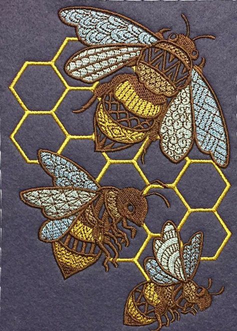 Embroidery library Honeycomb Embroidery, Embroidery Stickers, Bee Embroidery Design, Digital Embroidery Patterns, Kantha Embroidery, Bee Embroidery, Brazilian Embroidery, Embroidery On Clothes, Machine Embroidery Applique