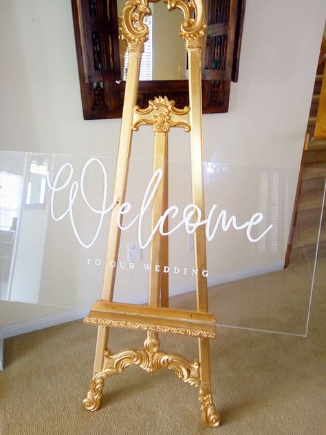 Acrylic Welcome Sign Easel Decoration Ideas, Special Events Decor, Furniture Painting Techniques, Bridal Pictures, Welcome To Our Wedding, 25th Birthday, Furniture Painting, Micro Wedding, Your Amazing