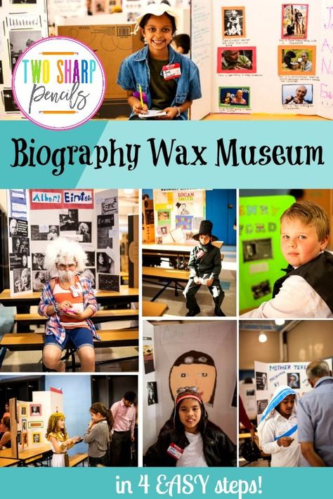 If you've always wanted to host a Biography Wax Museum for your students and parents, this is the ultimate step by step blog post to get your started! Wax Museum School Project Girl, Wax Museum Poster Board Ideas, Living History Museum Project, Biography Project Elementary, Wax Museum School Project, Wax Museum Ideas, Wax Museum Project, Biography Projects, Grandma Camp