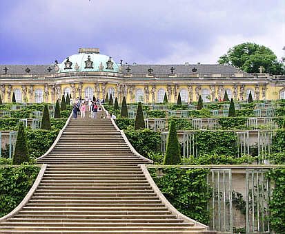 Sanssouci (near Berlin) Sansoucci Palace, Sanssouci Palace, Beautiful Palace, German Castles, Potsdam Germany, Stairs To Heaven, Frederick The Great, Famous Gardens, Germany Castles