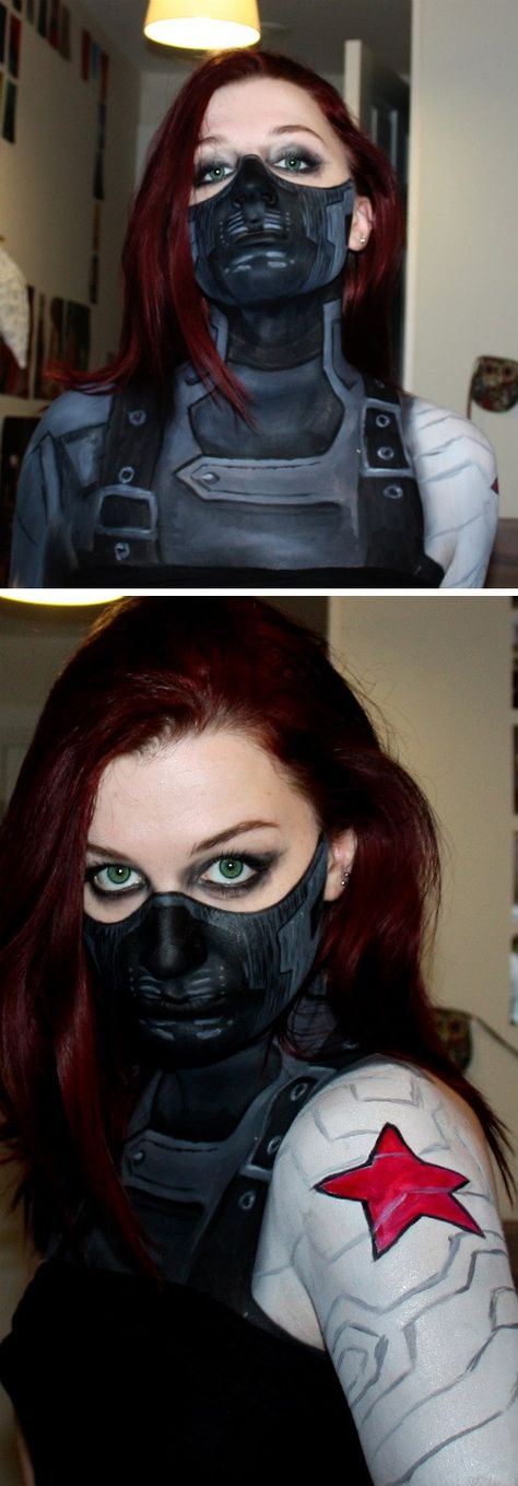 Amazing cosplay, bucky - c.a the winter soldier Winter Soldier Cosplay, The Winter Soldier, Marvel Cosplay, Sfx Makeup, Amazing Cosplay, Costume Makeup, Cosplay Ideas, Bucky Barnes, Best Cosplay