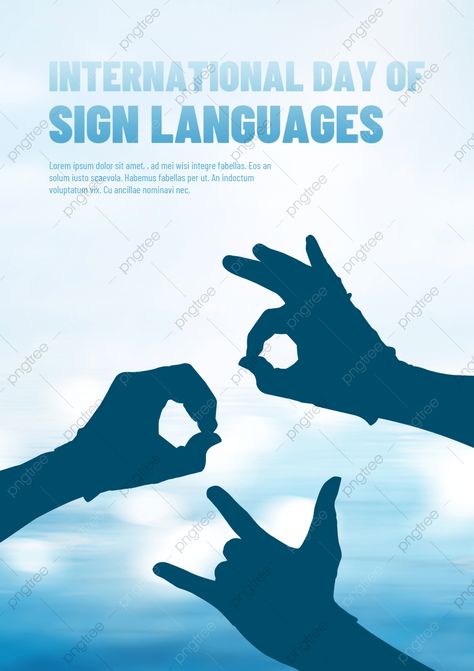 Language Day Poster, International Sign Language, Film Festival Poster, Gradient Poster, Day Festival, Festival Celebration, Simple Cartoon, Blue Gradient, Jazz Festival