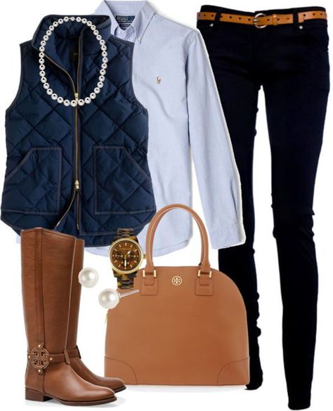 Preppy Winter Outfits, Preppy Mode, Preppy Winter, Mode Tips, Vest Outfit, Perfect Fall Outfit, Blue Vest, Estilo Preppy, Preppy Look