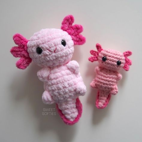 Baby Axolotl · Free Amigurumi Crochet Pattern - Sweet Softies Axolotl Crochet Pattern, Toys Quotes, Axolotl Pattern, Axolotl Crochet, Baby Axolotl, Crochet Pocket, Tutorial Amigurumi, Diy Yarn, Crochet Keychain Pattern