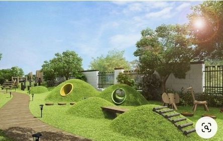 Landscape Design Playground, Preschool Playground Design, Outdoor Playground Design Architecture, Sand Landscape Ideas, Playground Design Landscape, Courtyard Playground, Playground Architecture, Playground Landscape, Dog Park Design