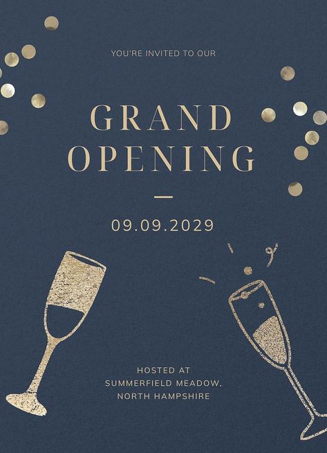 Shop Inauguration Invitation Card, Opening Invitation, Grand Opening Invitations, Grand Opening Party, Aesthetic Templates, Business Invitation, Event Template, Event Poster Design, Invitation Card Template