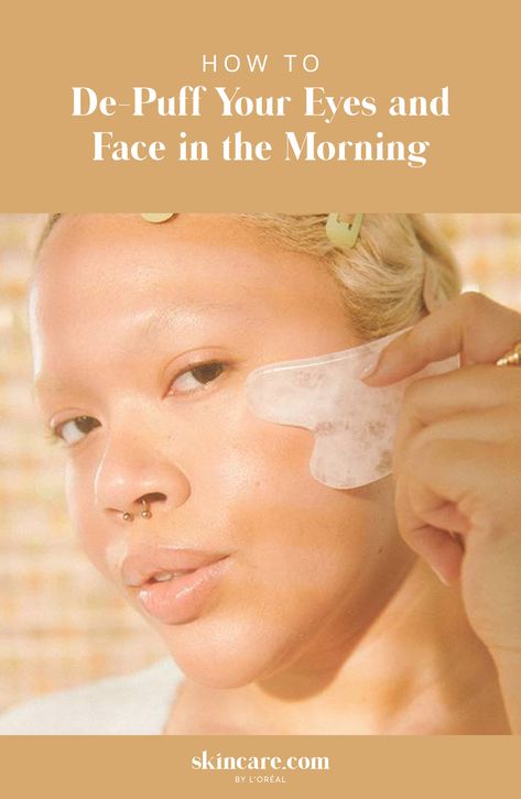 How to de-puff a swollen, inflamed face in the morning and drain excess inflammation. Puffy Face, Facial Massage Techniques, Skincare Advice, Eye Roller, Celebrity Makeup Looks, Natural Organic Skincare, Skin Discoloration, Eye Contour, Facial Massage