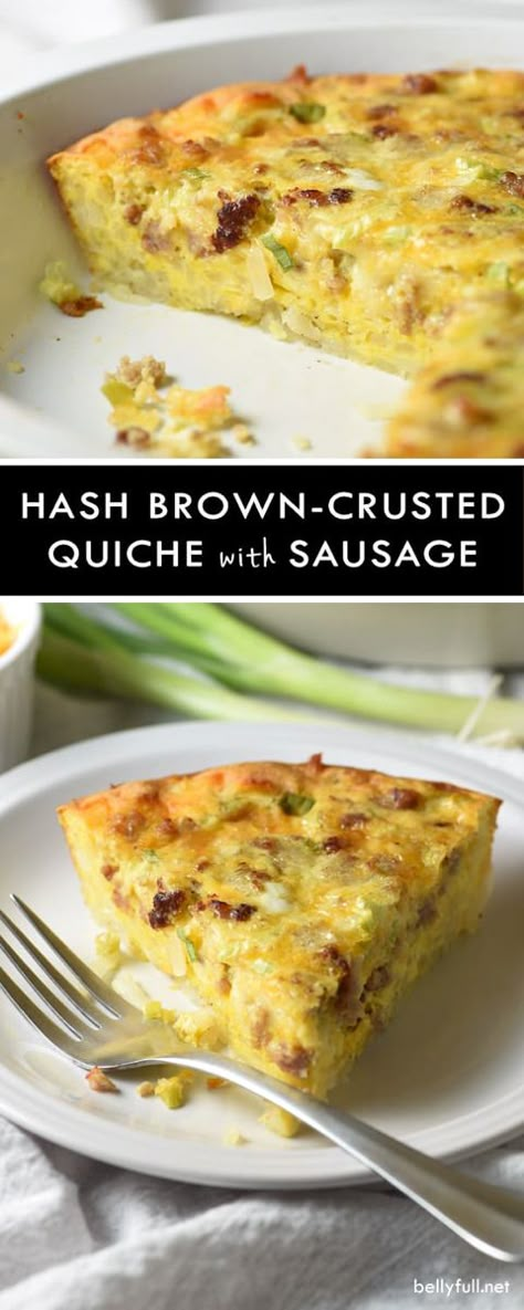 Quiche With Sausage, Quiche With Hashbrown Crust, Breakfast Quiche Recipes, Quiche Recipes Easy, Breakfast Quiche, Breakfast Casseroles, Egg Dishes, Hash Brown, What's For Breakfast