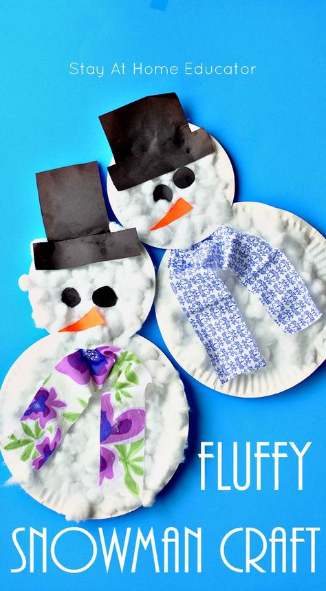 Fluffy Paper Plate Snowman Craft - Stay At Home Educator Paper Plate Snowman, Snowman Crafts Preschool, January Crafts, Snowman Craft, Preschool Winter, Winter Preschool, Crafts For Toddlers, Winter Craft, Winter Crafts For Kids