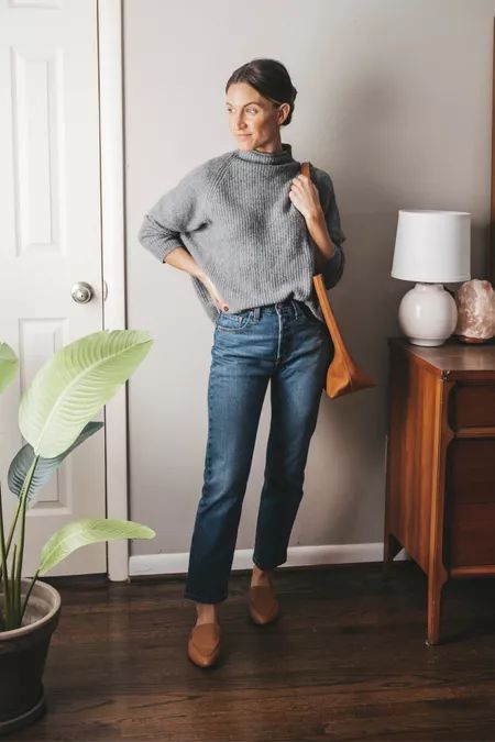 @stitchandsalt on LTK Tan Loafers Outfit, Lugsole Loafer, Loafer Outfits, Jeans Outfit For Work, Loafers Outfit, Everyday Casual Outfits, Winter Fits, Work Casual, Jean Outfits