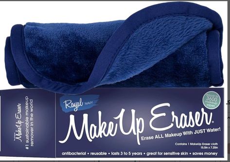 Erase All Makeup With Just Water, Including Waterproof Mascara, Eyeliner, Foundation, Lipstick, and More (Royal Navy) : Beauty & Personal Care Navy Makeup, Makeup Eraser Cloth, Chemical Free Makeup, Original Makeup, Mascara Eyeliner, Makeup Eraser, Makeup Wipes, Waterproof Mascara, Fashion Toys