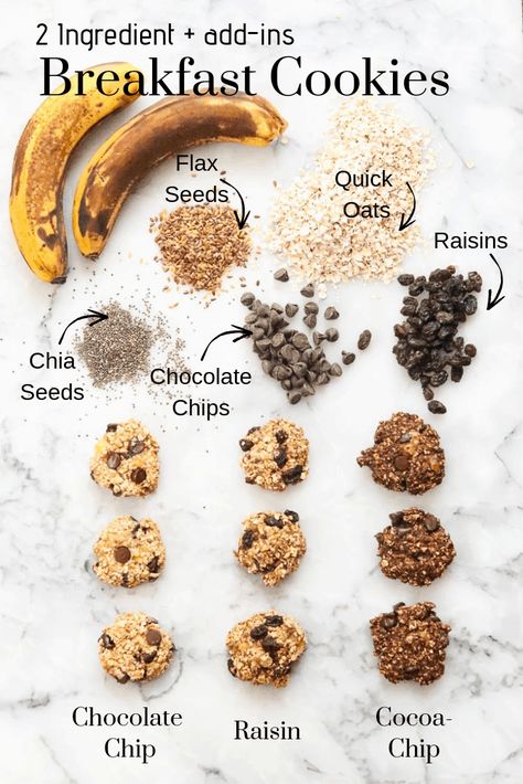 Banana Oat Breakfast, Oat Breakfast Cookies, Banana Oat Cookies, Oat Breakfast, Snack Sani, Menu Sarapan Sehat, Biscuits Diététiques, Heart Recipes, Banana Oat