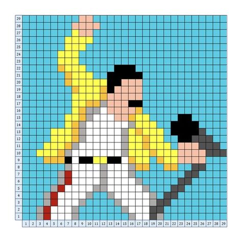 30x30 Pixel Art, Crochet Graphs, Acoustic Panel, Pixel Art Grid, Bead Pattern, Perler Bead Patterns, Alpha Patterns, Perler Bead, Freddie Mercury