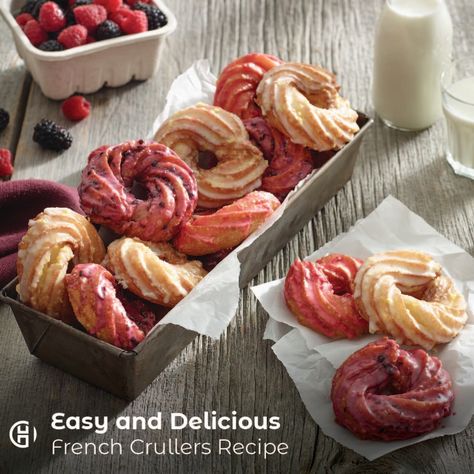 Spring is finally here! It's the time to celebrate the start of a new season with bright colours and fresh new recipe ideas. Delicious French Crullers make the perfect recipe to say "cheers" to a fresh start with their rainbow of beautiful glazes. Made with fresh, Ontario eggs, they are sure to put a "spring" in your step! Visit our website for the full recipe! 🍩 French Crullers Recipe, French Cruller Recipe, Crullers Recipe, French Crullers, Nutrition Meal Plan, Yeast Donuts, Lemon Custard, Kinds Of Cookies, Farm Eggs