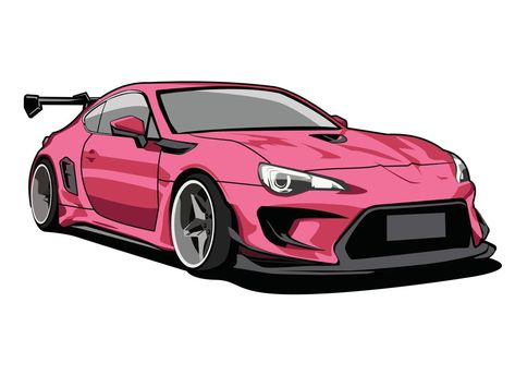 Toyota 86 Drawing, Toyota Gt86 Drawing, Gt86 Drawing, Wide Body Car, Car Vector Art, Car Digital Art, Car Vector Illustration, Auto Illustration, Car Icon