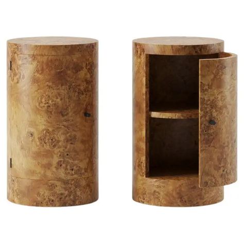 Pair of Constant Night Stands in Poplar Burl wood by Yaniv Chen for Lemon For Sale at 1stDibs Craftsman Bedside Table, Burl Nightstand, Cool Nightstand, Designer Nightstand, Honey Oil, 3d Files, Walnut Burl, Timber Veneer, Table Sofa