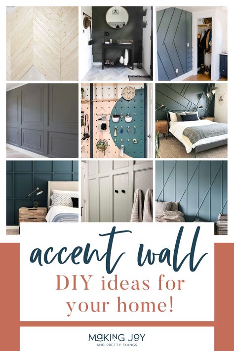 Are you looking for an easy way to add more character to your home? Try an accent wall like one of these wood feature wall ideas! Farmhouse Accent Wall, Feature Wall Ideas, Accent Wall In Kitchen, Wood Feature Wall, Herringbone Wall, Accent Wall Designs, Entry Wall, Wood Slat Wall, Reclaimed Wood Dining Table