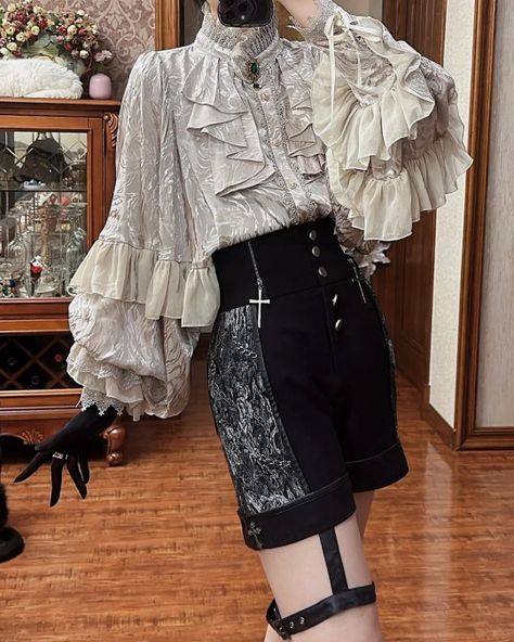 The Silver Dragon    ◆ Shirt's Shopping Link >>> https://lolitawardrobe.com/zj-story-the-graveyard-of-the-dragons-gothic-ouji-lolita-blouse-2023-version_p7700.html Prince Dress, Story Clothes, Masc Outfit, Grunge Fits, Silver Shirt, Shopping Link, Fancy Clothes, Fashion Reference, Gothic Fairy