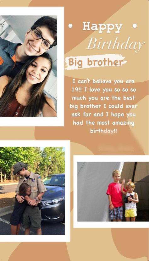 Birthday Caption For Brother, Instagram Story Birthday, Happy Birthday Brother From Sister, Happy Birthday To Brother, Happy Birthday Big Brother, Happy Birthday Little Sister, Big Birthday Cards, Happy Birthday Captions, Brother Birthday Quotes