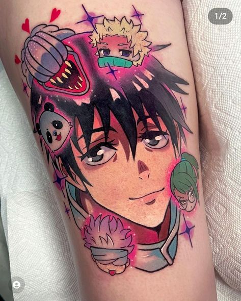 Jujutsu Kaisen Tattoo, Cupcake Tattoos, A Silent Voice Anime, Purple Tattoos, Nerd Tattoo, Z Tattoo, Manga Tattoo, Round Of Applause, Kawaii Tattoo