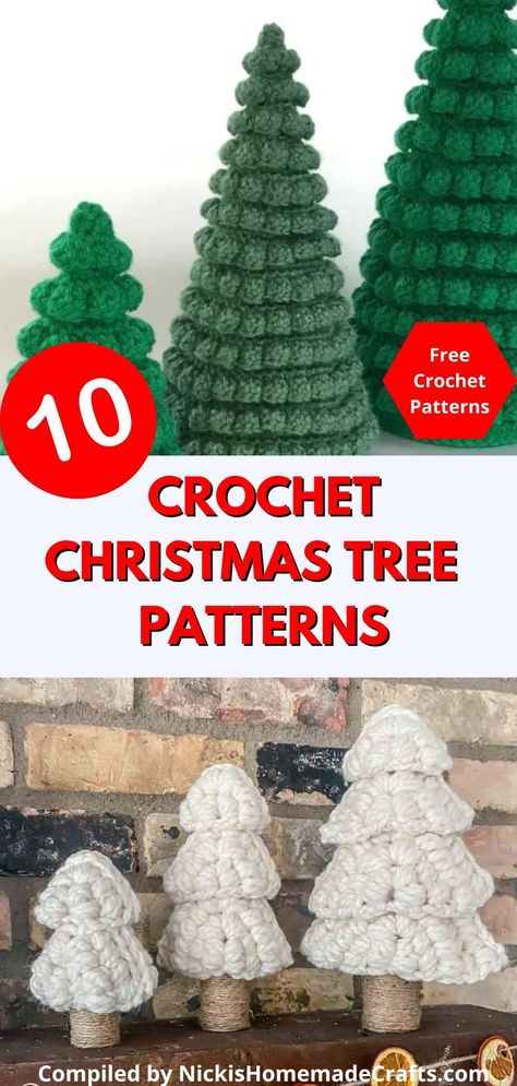 Choose from this festive compilation of ten free crochet Christmas tree patterns. Add to your holiday decor with these fun and easy designs. Fun Christmas Crochet Projects, Crochet Christmas Tree Amigurumi Free Pattern, Crochet Christmas Tree With Lights, Christmas Light Crochet Pattern, Chrocet Christmas Ideas, Christmas Decor Crochet Ideas, Crocheted Christmas Ideas, Crochet Decor Christmas, Crochet Trees Pattern