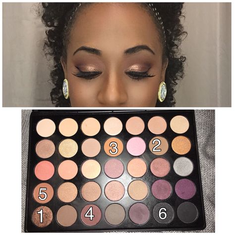 Used the Morphe 35w palette on my eyes 1-inter lid , 2-base of lid , 3 & 5-mixed upper crease , 4-inter crease and outer corner , 6- waterline and to darken outer v for night time look. 3 is a beautiful dusty orange color that I had to talk myself out of going overboard with lol it's truly a great color for woc , pairing this look with the kokolash goddess lashes was everything #morphegirl #kokolashes #ladymoss #shadesofbeauty #blackgirlsrock #blackisbeautiful #makeup #makeupjunkie #natural Morphe 350 Palette Looks, Morphe 35f, Morphe 2, Morphe 35o, Makeup Morphe, Dusty Orange, Morphe Palette, Morphe Makeup, Witch Makeup