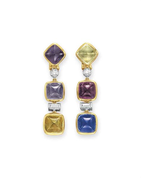 A pair of colored sapphire and diamond ear pendants #christiesjewels Titanic Jewelry, Gem Diamonds, Jewelry Auction, Earrings Diamond, Ancient Jewelry, Green Diamond, Fine Jewels, Sapphire Jewelry, Lovely Earrings