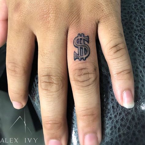 Money Bag Finger Tattoo, Money Finger Tattoo, Dollar Sign Face Tattoo, Small Money Tattoo, Money Symbol Tattoo, Dollar Tattoo Ideas, Cynthia Luz, Money Sign Tattoo, Dollar Sign Tattoo