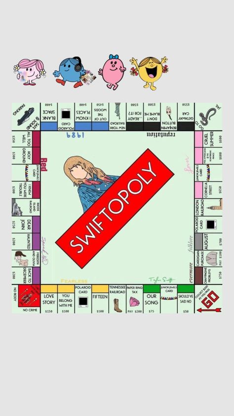 Welcome to Swiftopoly choose your character lover, eras, walking to a concert, and cant shut up about Taylor Swift! Taylor Swift Card, Choose Your Character, About Taylor Swift, Your Character, Button Cards, All Is Well, Taylor Swift Style, Shut Up, Monopoly