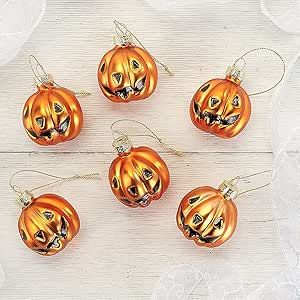 Lillian Vernon Glass Jack-o'-Lantern Halloween Ornaments - Set of 12, Holiday Home Décor Halloween Tree Decorations, Window Lights, Coastal Christmas Tree, Jack O'lantern, Ornament Tree, Halloween Decorating, Halloween Trees, Halloween Ornaments, Shimmer N Shine