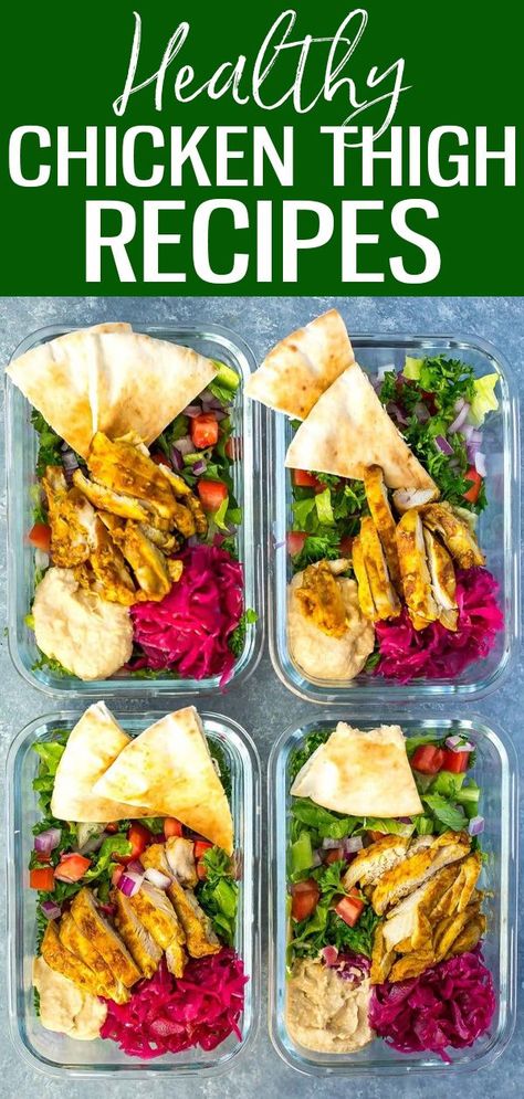 Move over, chicken breasts! These Healthy and Delicious Chicken Thigh Recipes are so juicy - you'll want to make them all the time. #chickenthighs Chicken Gyro Bowl Meal Prep, Sharma Chicken Bowls, Shawarma Meal Prep, Shawarma Chicken Bowls, Arabic Meal Prep, Shwarma Chicken Bowls, Chicken Swarma Meal Bowl, Shawarma Bowl, Gina Livy