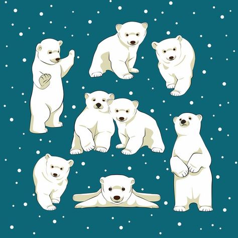 Polar Bear Tattoo Small, Drawing Polar Bear, Draw A Polar Bear, Polar Bear Character, Polar Bear Paint, Cartoon Polar Bear, Bear Character Design, Polar Bear Tattoo, Polar Bear Cubs