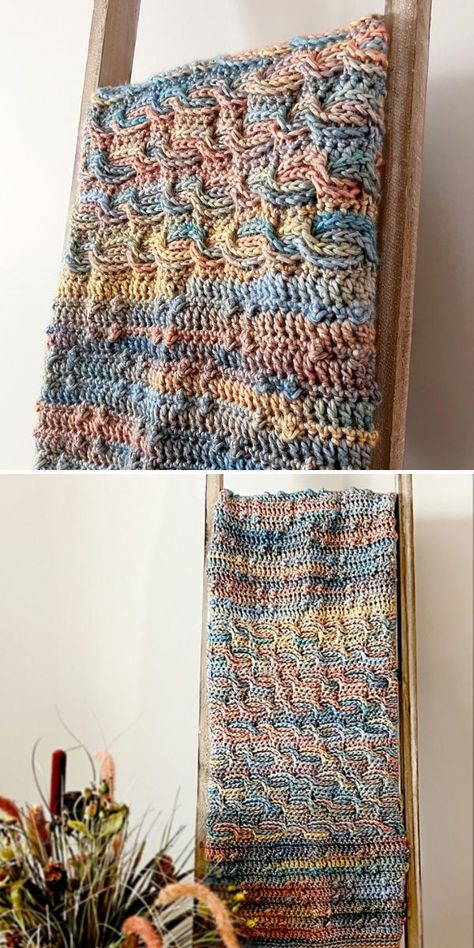 Sandwallen Cable Blanket Free Crochet Pattern Crochet Cable Blanket, Cable Afghan, Crochet Cables Pattern, Cable Blanket, Multicolor Yarn, Baby Afghan Patterns, Cables Blanket, Autumn Color Palette, Textured Blankets