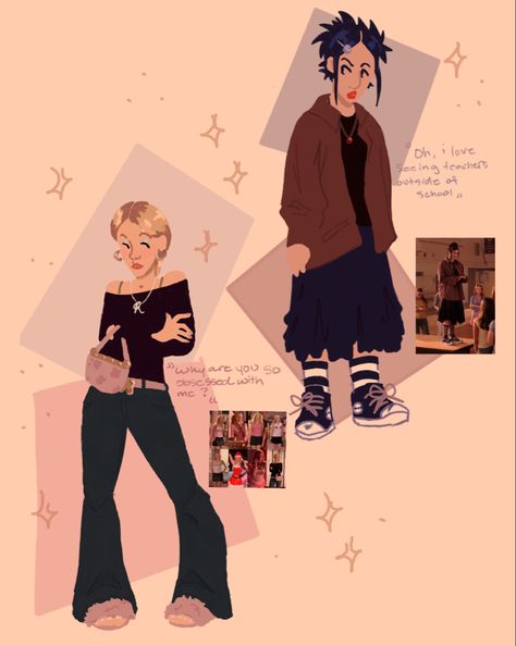 Janice X Regina, Janis Ian Fanart, Regina X Janis Fanart, Janis Ian Mean Girls Outfit, Janice Mean Girls Outfits, Janis Ian Costume, Janis Ian Inspired Outfit, Regina X Janis, Janis Ian Aesthetic