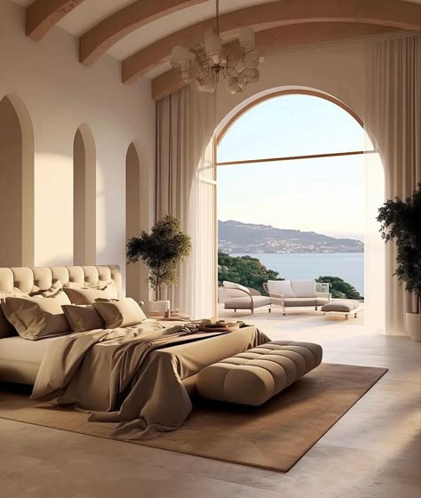 Master Bedrooms Aesthetics, Dream Luxury Bedrooms, Dream Bedroom Luxury, Huge Bedroom, Mansion Bedroom, Big Bedroom, Italian Bedroom, Aesthetic Interior Design, Bedroom Large