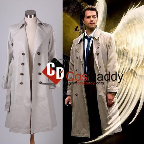 http://www.cosdaddy.com/costume/tv-drama-costumes/supernatural/supernatural-castiel-twill-trench-coat-costume.html Great for Cosplay!Go and buy it! Gintama Shinsengumi, Supernatural Halloween Costumes, Supernatural Castiel, Female Jacket, Love Nikki, Classic Halloween Costumes, Twill Coat, Flannel Outfits, Overalls Outfit