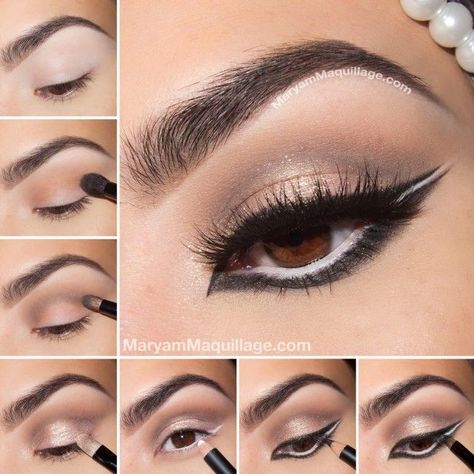 Arabic Makeup Tutorial, Makeup Arab, Arabic Eye Makeup, Smoky Eye Makeup Tutorial, Gold Eyeliner, Arabic Makeup, Best Natural Makeup, Natural Makeup Tutorial, Beautiful Eye Makeup