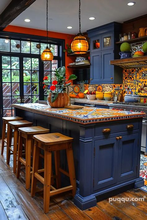 Mexican Tile Kitchen, Flooring Kitchen, Mexican Home Decor, Modern Mexican, Mexican Home, Fotografi Vintage, Casa Vintage, Mexican Tile, Mexican Decor