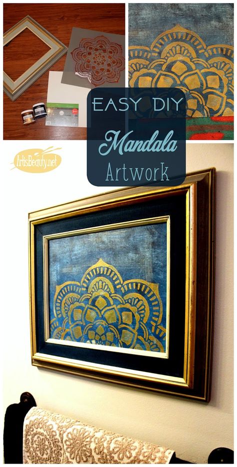 easy diy mandala artwork boho chic painting canvas bohemian eclectic decor Boho Decor Diy, Diy Bohemian Decor, Bathroom Art Diy, Eclectic Decor Bohemian, Diy Mandala, Chic Kitchen Decor, Boho Artwork, Shabby Chic Kitchen Decor, Vintage Bathroom Decor