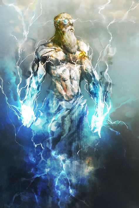 cobaltplasma: “ Zeus, God of Thunder ” Zeus God Of Thunder, God Of Lightning, Zeus God, Greek Mythology Art, Mythology Art, Character Wallpaper, God Art, Arte Fantasy, 판타지 아트